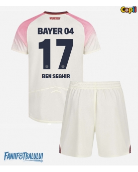 Bayer Leverkusen Eliesse Ben Seghir #17 Echipament de Fotbal Replică 2025-26 Copii Deplasare (+ Șorturi)